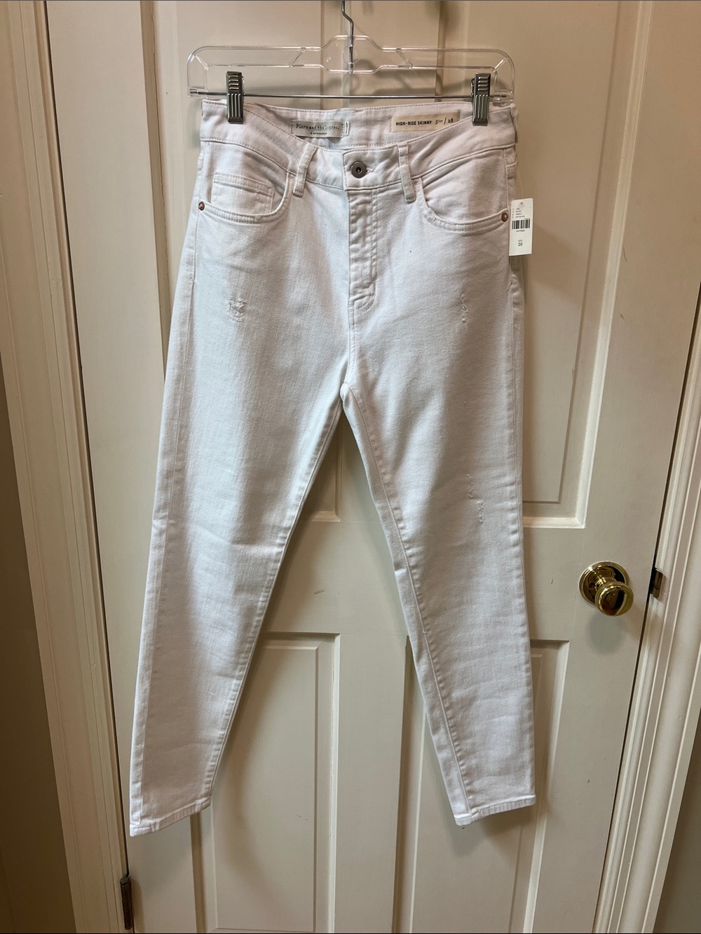 Pilcro and the Letterpress Off-White High-Rise Skinny Jeans